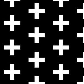 Finn - Changing Pad Cover - Large Swiss Cross White on Black - Olli+Lime